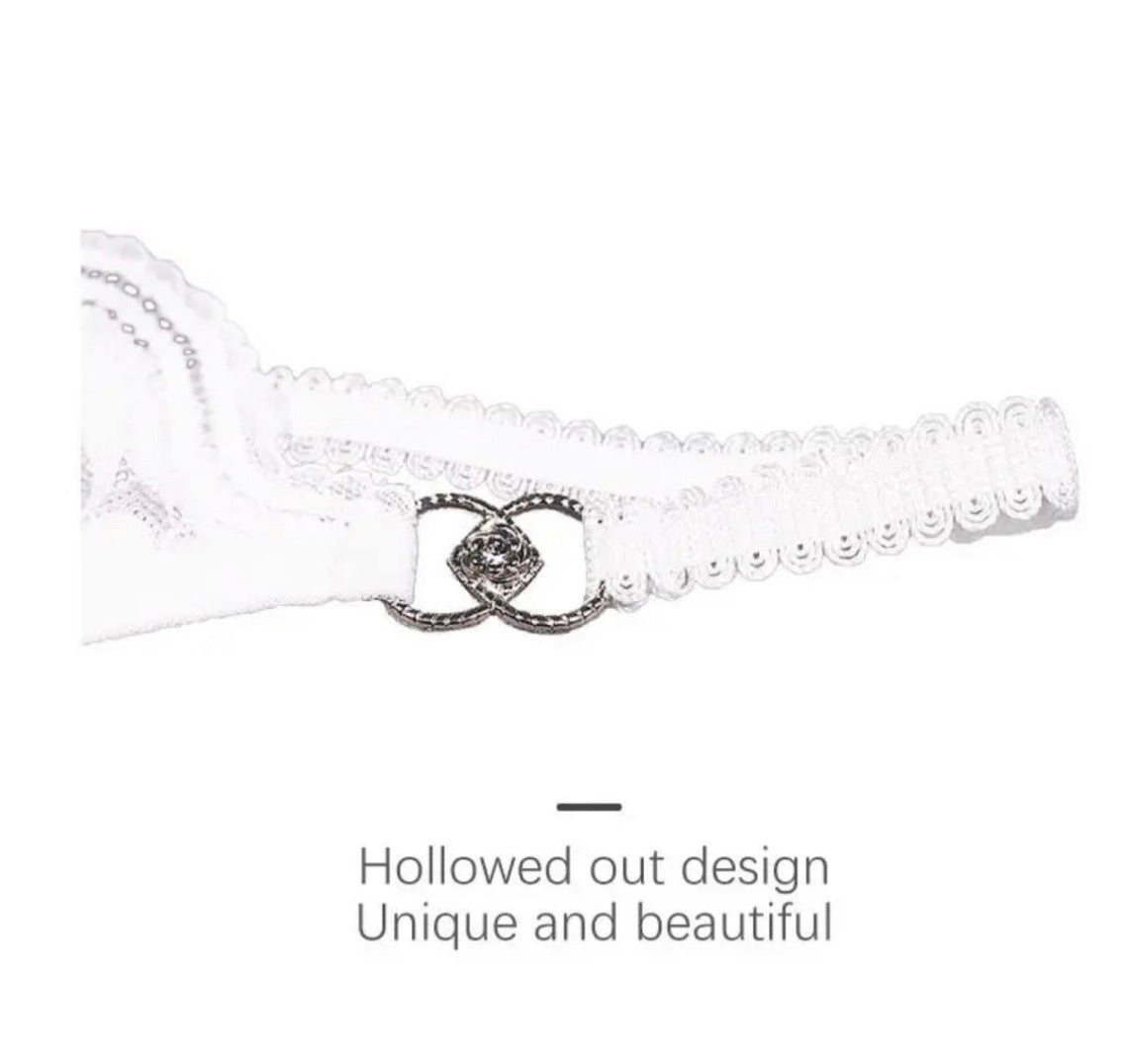 Premium satin Lace Trim Thong Panty