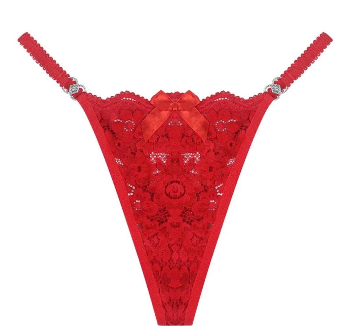 Premium satin Lace Trim Thong Panty