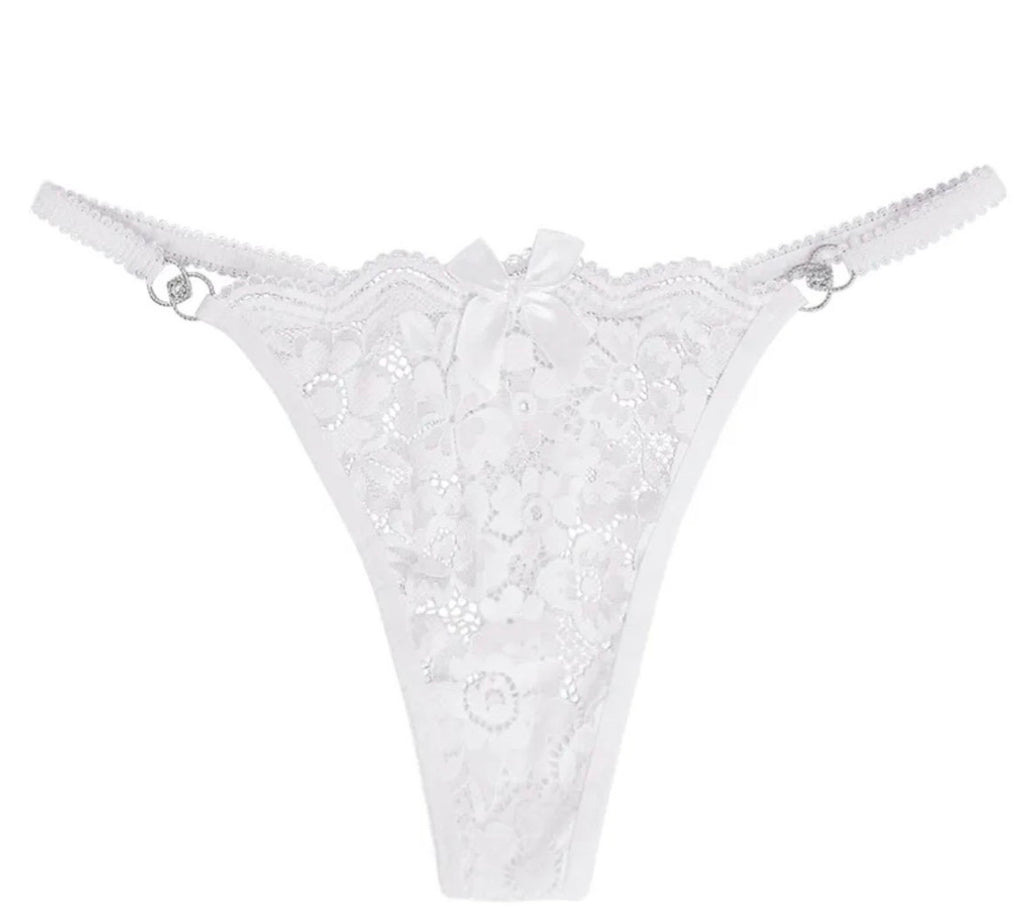 Premium satin Lace Trim Thong Panty