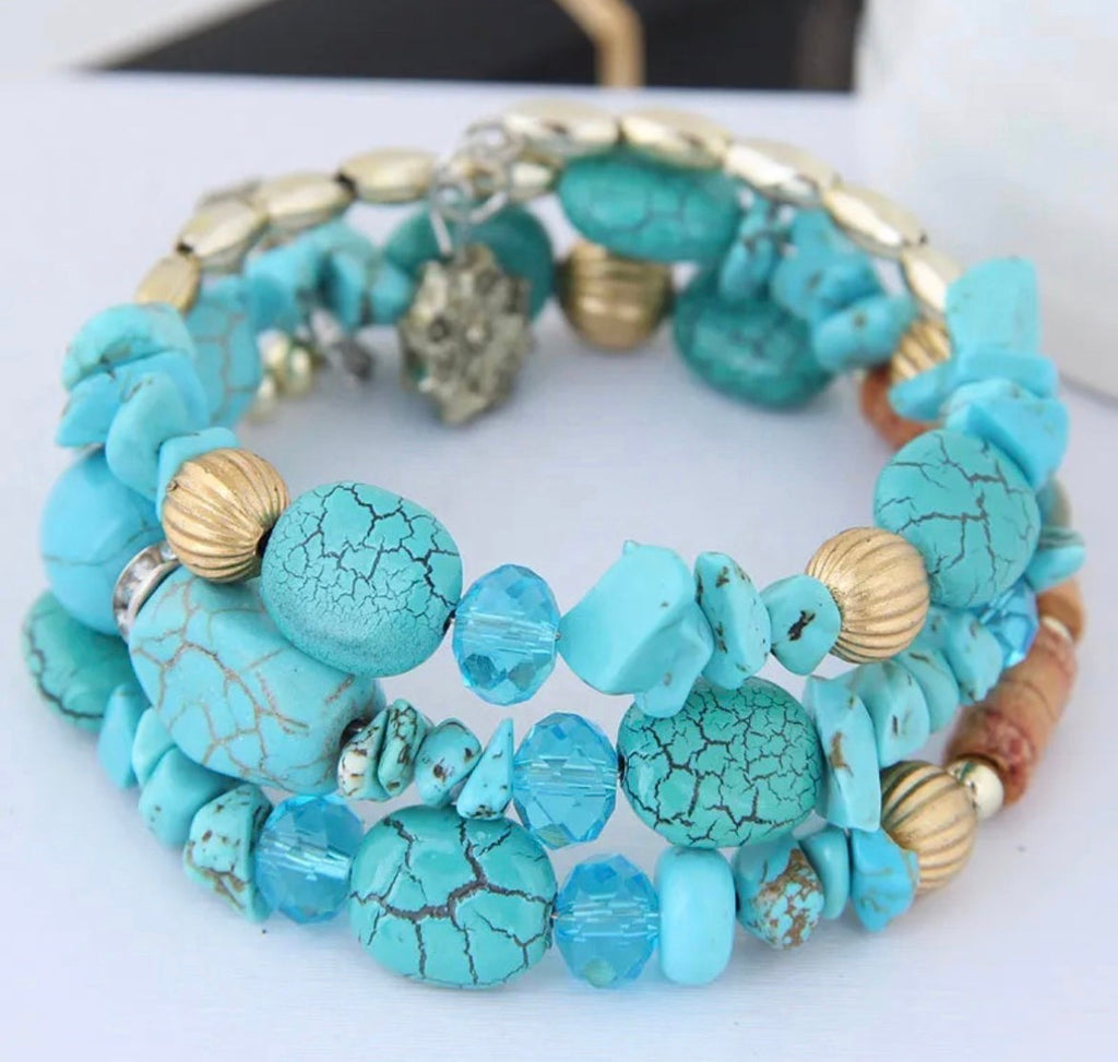 Turquoise crystal mix bracelet