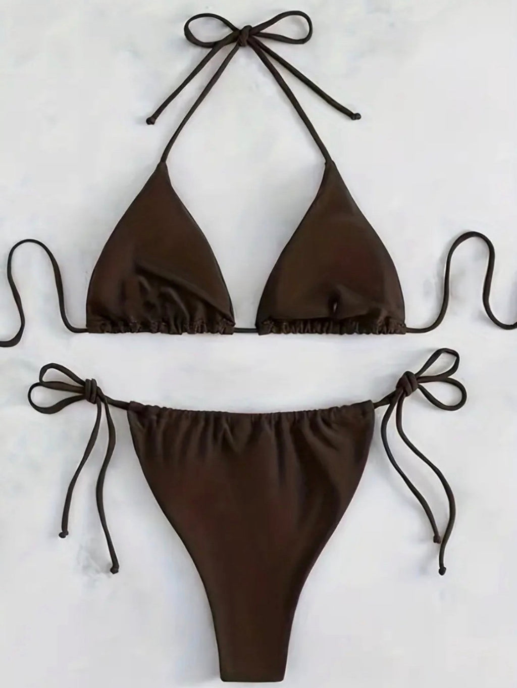 V Neck Halter Tie Side Bikini Swimsuit