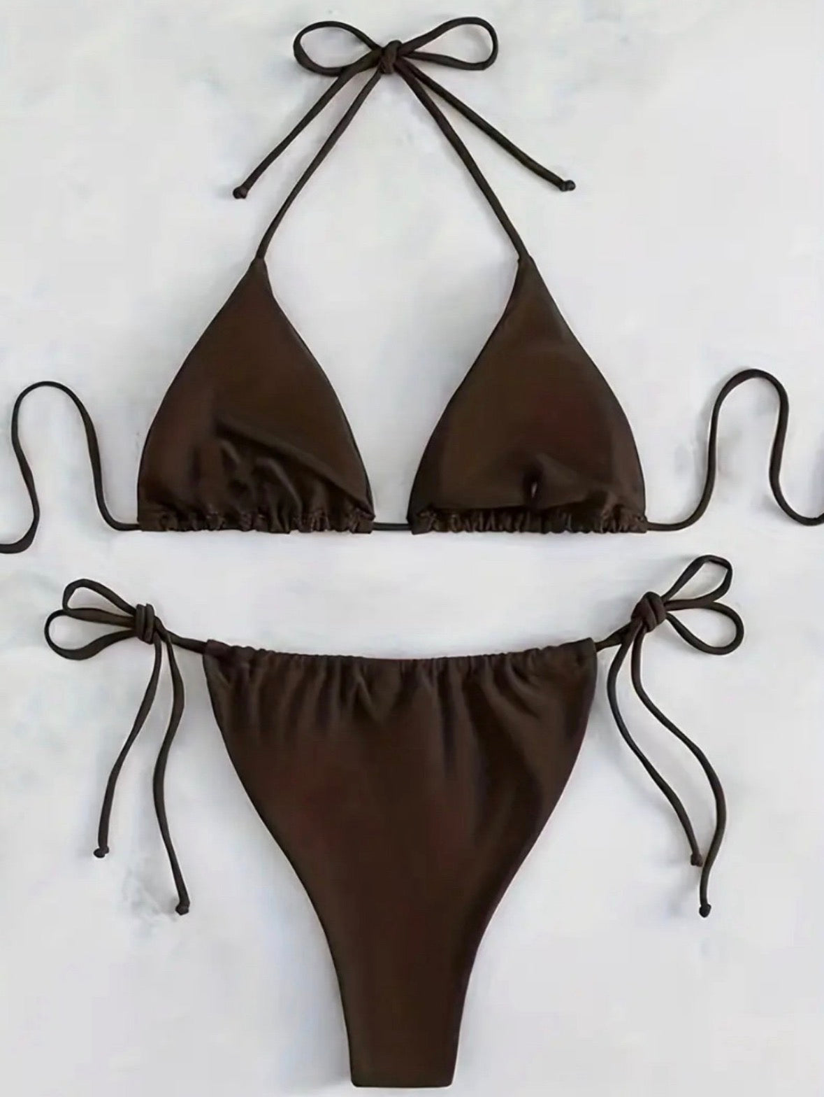 V Neck Halter Tie Side Bikini Swimsuit