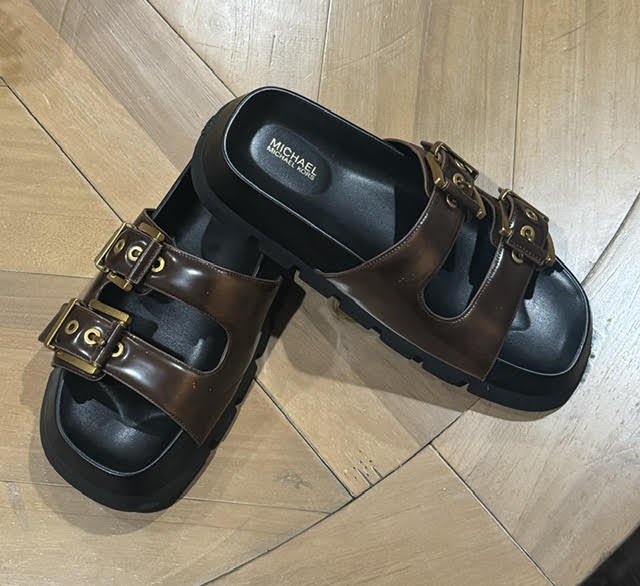 Michael Kors colby burnished leather flat sandals