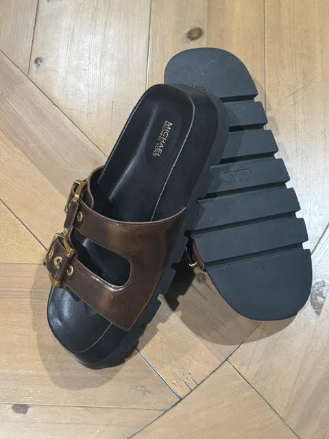 Michael Kors colby burnished leather flat sandals