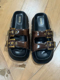Michael Kors colby burnished leather flat sandals